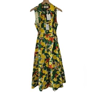Alessandro Enriquez Lemon Print Fit and Flare Dress IT 42 NWT